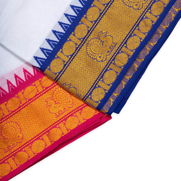 Cotton Veshti - 2.5 Mtrs | Jacquard Dhoti/ White Vesti / Dhoti for Men / Traditional Vesti
