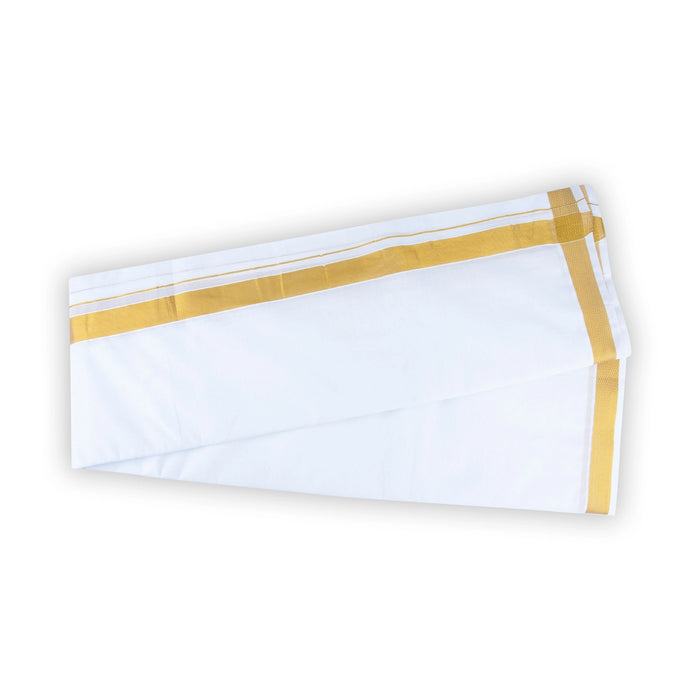 White Veshti - 9 x 5 Yards | Jari Border Dhoti/ Vesti for Men - Veshti & Dhoti