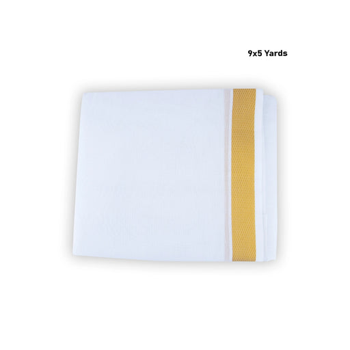 White Veshti - 9 x 5 Yards | Jari Border Dhoti/ Vesti for Men - Veshti & Dhoti