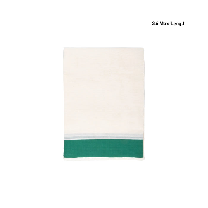 Veshti - 3.6 Mtr | Half White Colour Vesti/ 2 Inches Gundanchi Border Dhoti for Men - Veshti & Dhoti