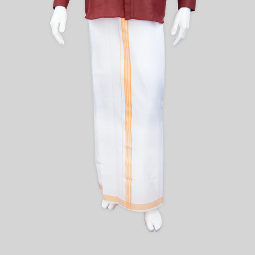 Veshti - 2 Mtrs | White Colour Vesti/ 1 Inch Gundanchi Border Dhoti for Men - Veshti & Dhoti