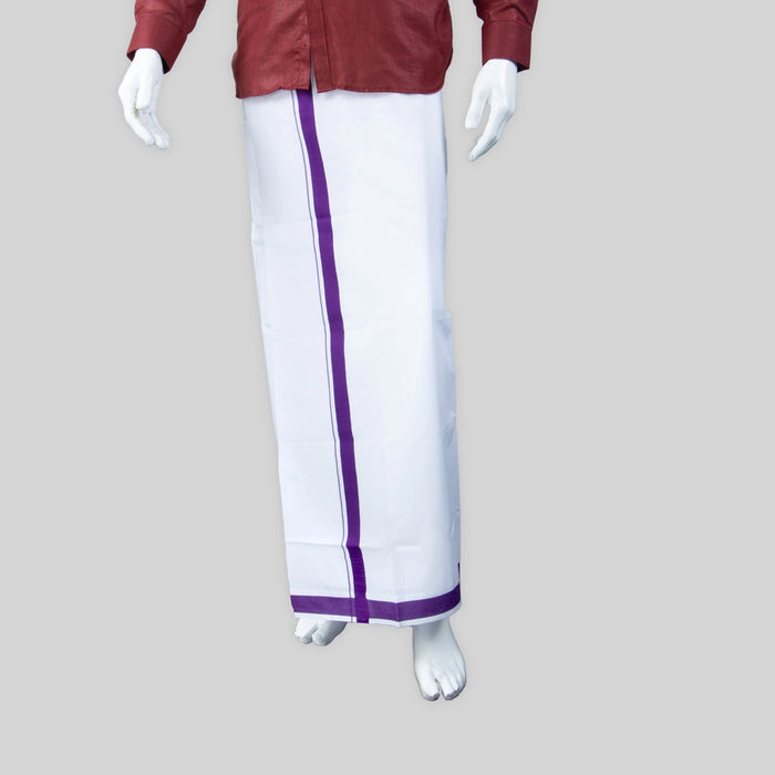 Veshti - 2 Mtrs | White Colour Vesti/ 1 Inch Gundanchi Border Dhoti for Men - Veshti & Dhoti