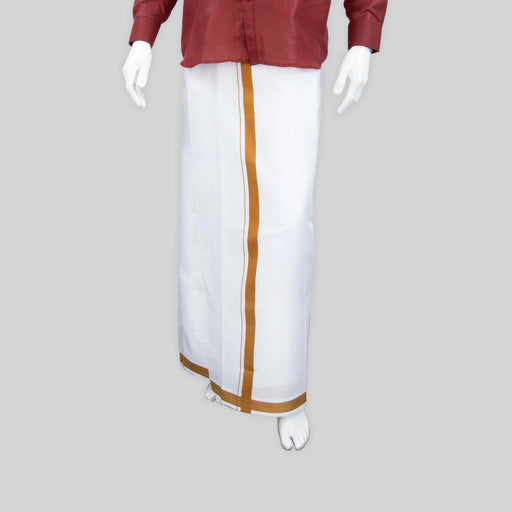 Veshti - 2 Mtrs | White Colour Vesti/ 1 Inch Gundanchi Border Dhoti for Men - Veshti & Dhoti