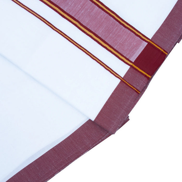 Veshti - 3.6 Mtrs | White Colour Vesti/ Bavanchi With Jari Border Dhoti for Men - Veshti & Dhoti