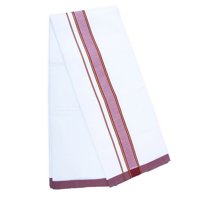 Veshti - 3.6 Mtrs | White Colour Vesti/ Bavanchi With Jari Border Dhoti for Men - Veshti & Dhoti