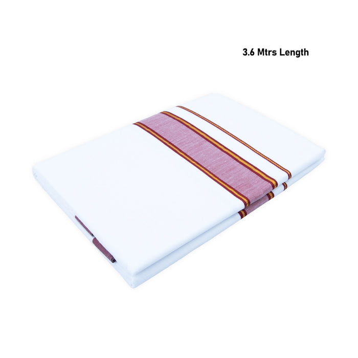 Veshti - 3.6 Mtrs | White Colour Vesti/ Bavanchi With Jari Border Dhoti for Men - Veshti & Dhoti