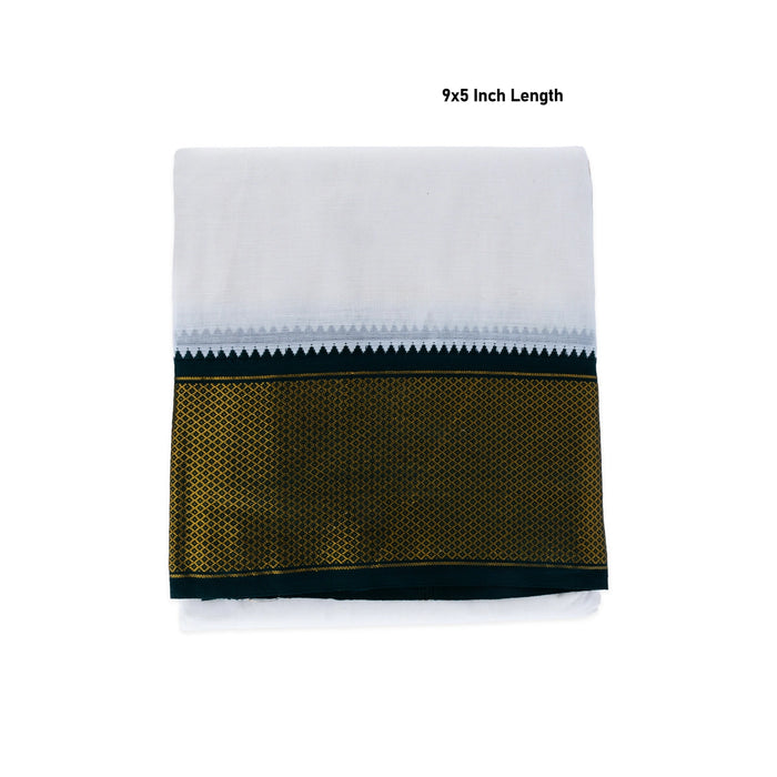 Veshti - 9 x 5 Yard | 24 Kan Mayilkan Border Dhothi / Half White Vesti / Dhoti for Men / Traditional Vesti - Veshti & Dhoti