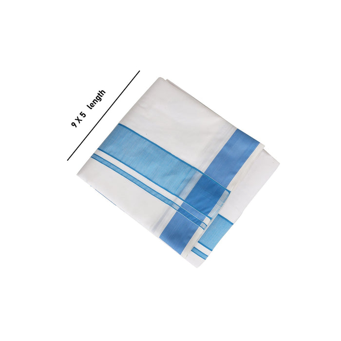 Veshti - 9 x 5 Muzham - White | 2 Inch Gundanchi Border Dhoti/ Vesti for Men/ Assorted Colour - Veshti & Dhoti