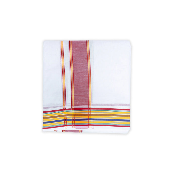 Veshti - 10 x 6 Inch | 10 Kan Mayilkan Border Dhothi / Half White Vesti / Dhoti for Men / Traditional Vesti - Veshti & Dhoti
