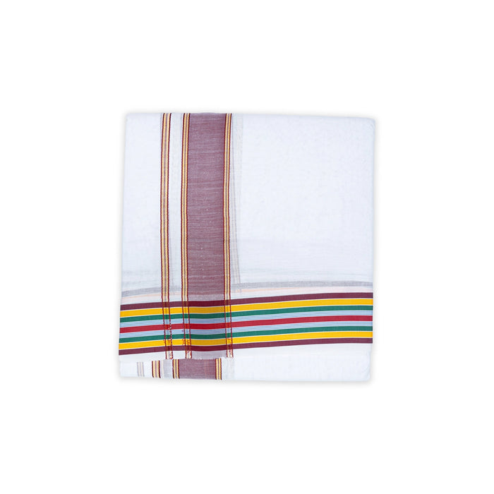 Veshti - 10 x 6 Inch | 10 Kan Mayilkan Border Dhothi / Half White Vesti / Dhoti for Men / Traditional Vesti - Veshti & Dhoti