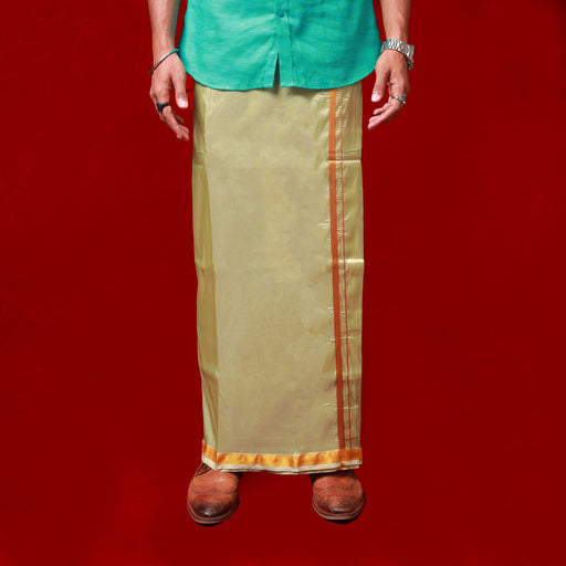 Veshti - 3.60 Mtrs- Light Green | Asha Jari Design Dhoti for Men/ Assorted Colour - Veshti & Dhoti