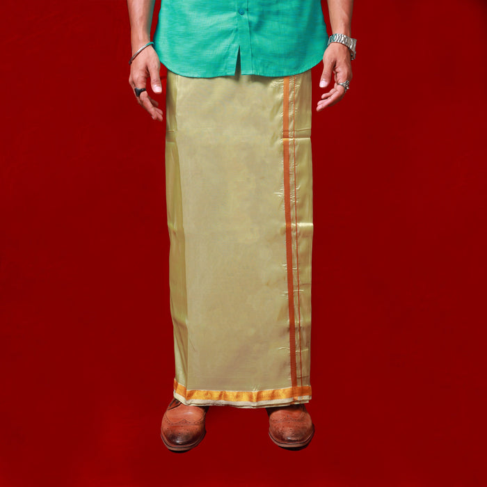 Veshti - 3.60 Mtrs- Light Green | Asha Jari Design Dhoti for Men/ Assorted Colour - Veshti & Dhoti