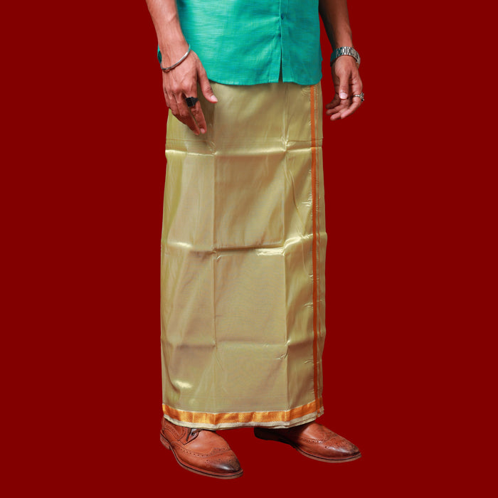 Veshti - 3.60 Mtrs- Light Green | Asha Jari Design Dhoti for Men/ Assorted Colour - Veshti & Dhoti