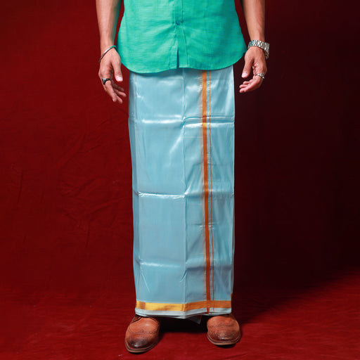 Veshti - 3.60 Mtrs- Sky Blue | Asha Jari Design Dhoti for Men/ Assorted Colour - Veshti & Dhoti