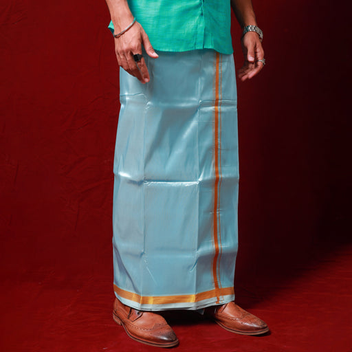 Veshti - 3.60 Mtrs- Sky Blue | Asha Jari Design Dhoti for Men/ Assorted Colour - Veshti & Dhoti