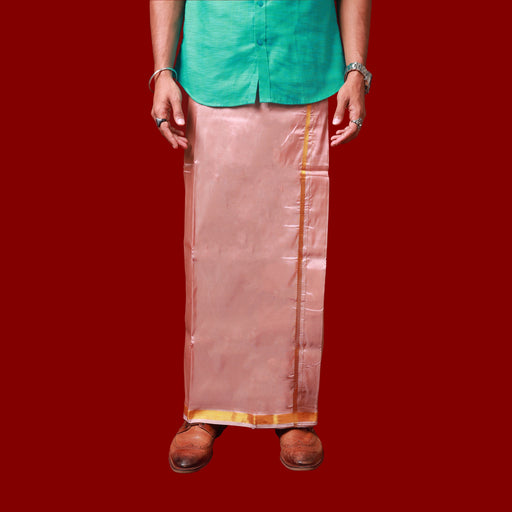 Veshti - 3.60 Mtrs- Creamy Rose | Asha Jari Design Dhoti for Men/ Assorted Colour - Veshti & Dhoti