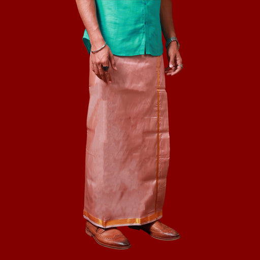 Veshti - 3.60 Mtrs- Creamy Rose | Asha Jari Design Dhoti for Men/ Assorted Colour - Veshti & Dhoti