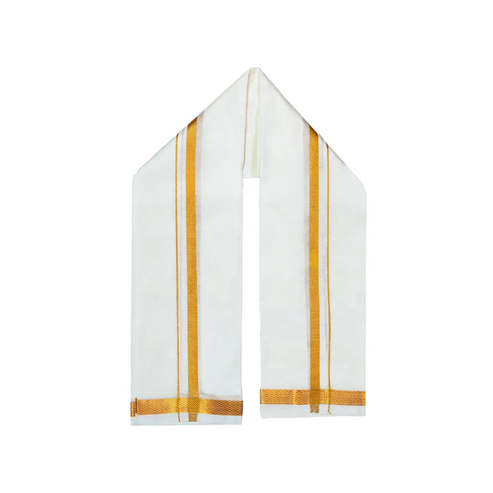 Angavastram – 2 Mtrs | Sandal Colour Thundu / 60K Jari Border Towel / Traditional Gamcha For Men