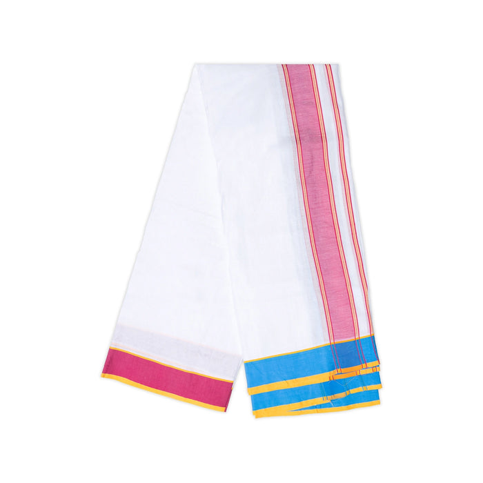 Veshti - 10 x 6 Inches | Gundanchi Border Dhoti / Half White Vesti / Dhoti for Men / Traditional Vesti - Veshti & Dhoti