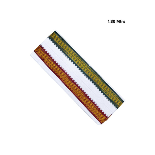 Towel - 1.80 Mtrs | Mayilkan Border Angavastram/ White Gamcha/ Cotton Thundu For Traditional Wear - Shawls & Towels