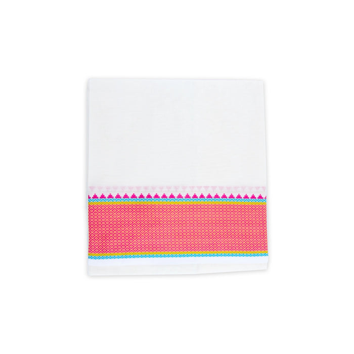 Veshti - 2 Mtrs | Half White Dhoti/ 5 Inches Fancy Border Vesti for Men - Veshti & Dhoti