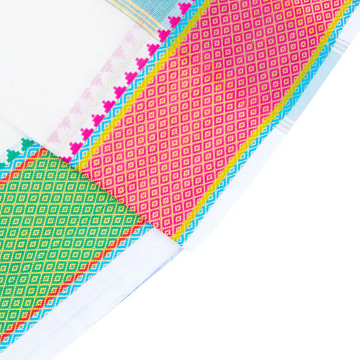 Veshti - 2 Mtrs | Half White Dhoti/ 5 Inches Fancy Border Vesti for Men - Veshti & Dhoti