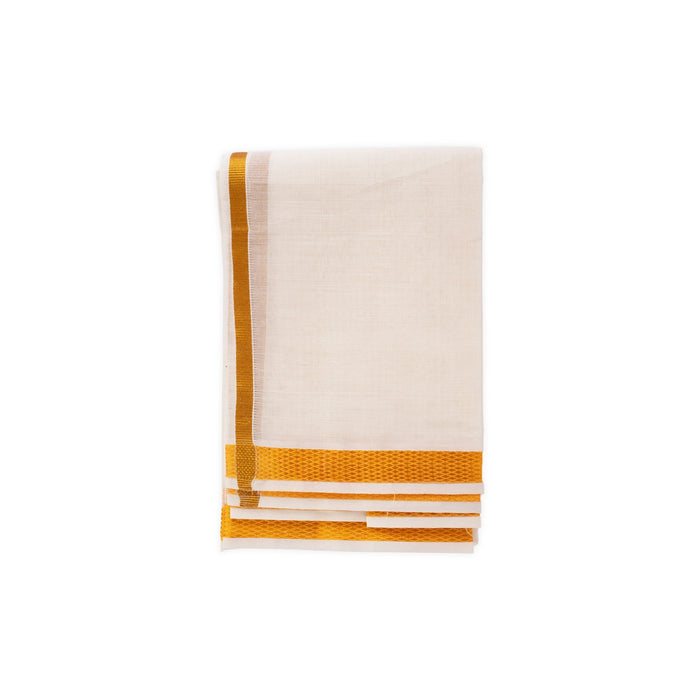 Towel - 1.8 Mtrs | Jari Border Design Thundu/ Half White Colour Gamcha/ Kasavu Shawl/ Angavastram for Men - Shawls & Towels