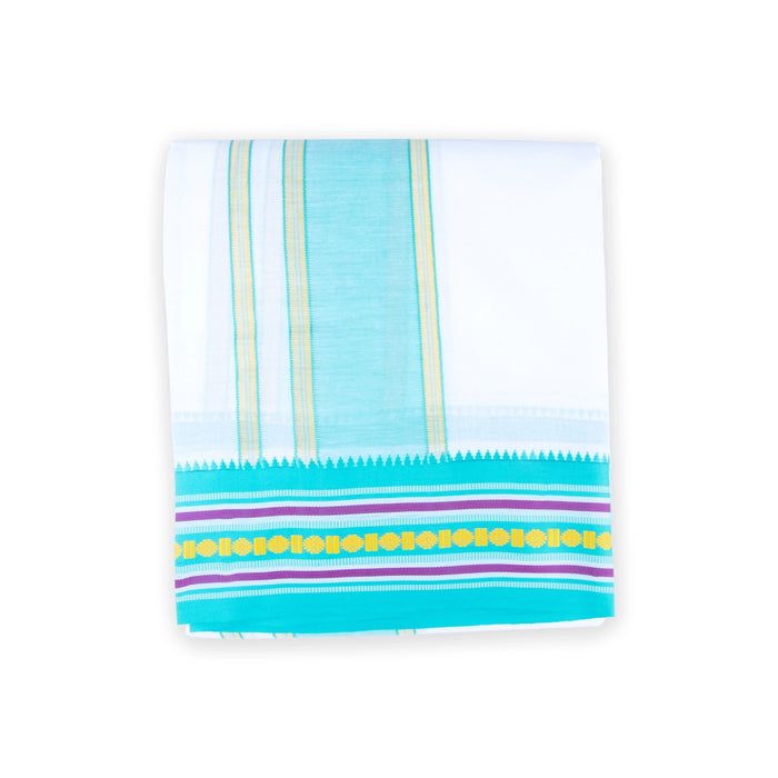 Veshti - 10 x 6 Inches | Nagpuri Border Dhoti/ White Vesti / Tradiotional Dhothi for Men - Veshti & Dhoti