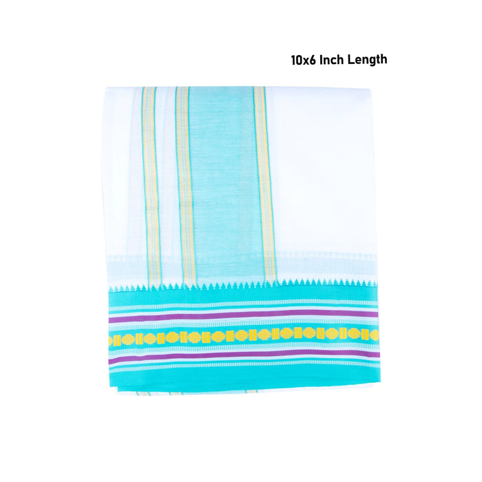 Veshti - 10 x 6 Inches | Nagpuri Border Dhoti/ White Vesti / Tradiotional Dhothi for Men - Veshti & Dhoti