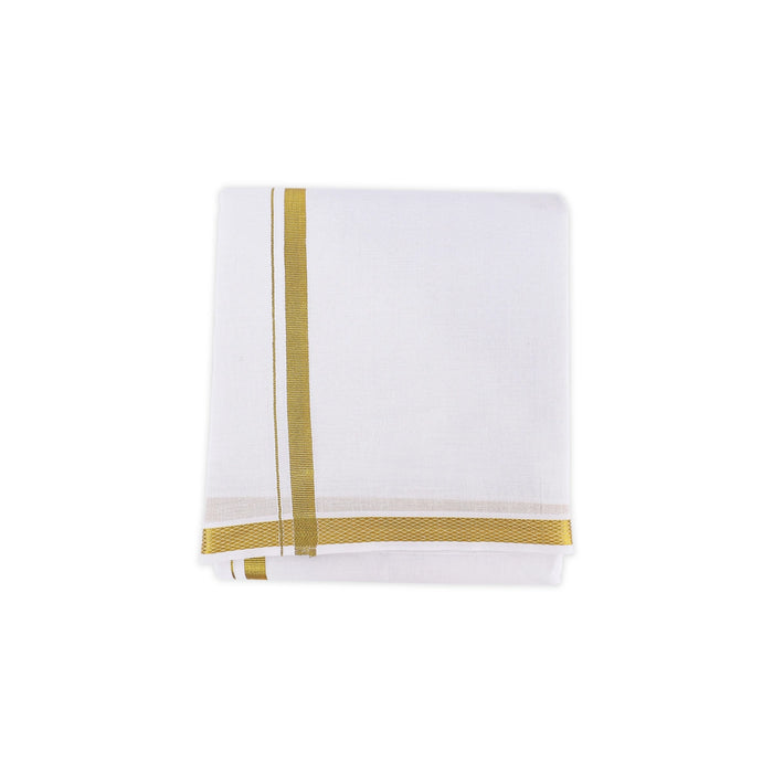 Veshti - 9 x 5 Inches | Jari Border Dhothi / Cotton Vesti / White Vesti for Men - Veshti & Dhoti