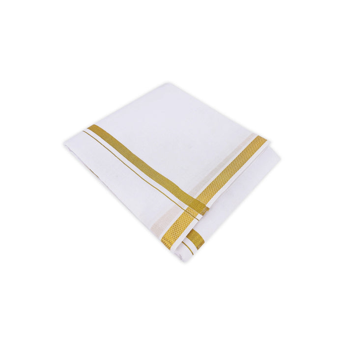 Veshti - 9 x 5 Inches | Jari Border Dhothi / Cotton Vesti / White Vesti for Men - Veshti & Dhoti