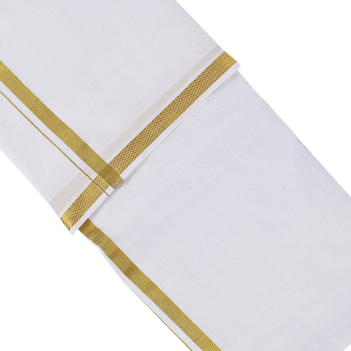Veshti - 9 x 5 Inches | Jari Border Dhothi / Cotton Vesti / White Vesti for Men - Veshti & Dhoti