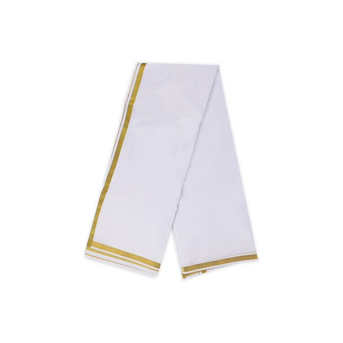 Veshti - 9 x 5 Inches | Jari Border Dhothi / Cotton Vesti / White Vesti for Men - Veshti & Dhoti