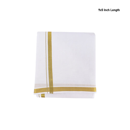 Veshti - 9 x 5 Inches | Jari Border Dhothi / Cotton Vesti / White Vesti for Men - Veshti & Dhoti