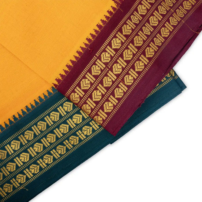 Veshti - 2 Mtrs | 3 Line Rudraksha Border Dhoti/ Mango Yellow Colour Vesti for Men - Veshti & Dhoti