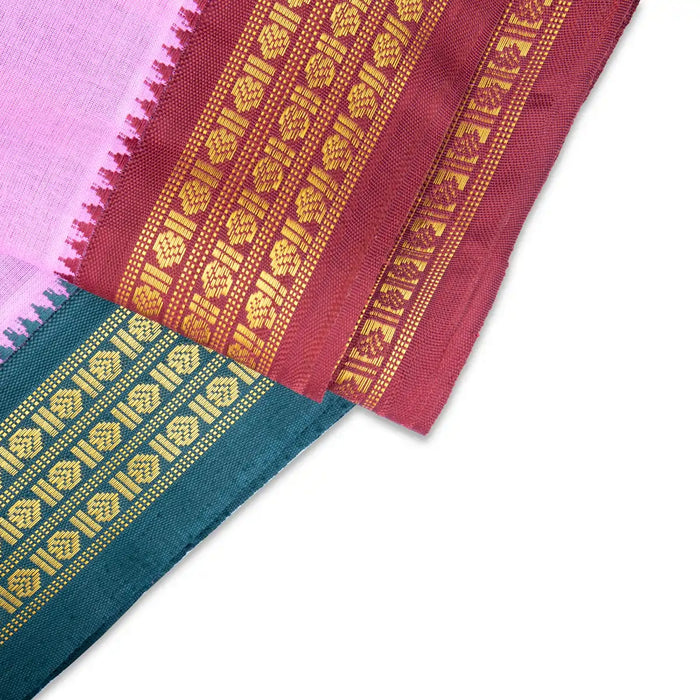 Veshti - 2 Mtrs | 3 Line Rudraksha Border Dhoti/ Pink Colour Vesti for Men - Veshti & Dhoti