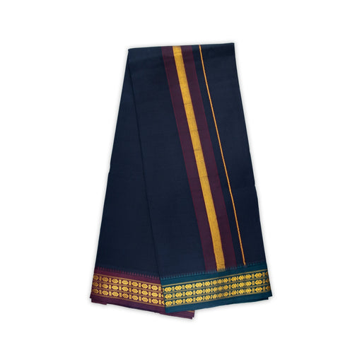 Veshti - 2 Mtrs | 3 Line Rudraksha Border Dhoti/ Black Colour Vesti for Men - Veshti & Dhoti