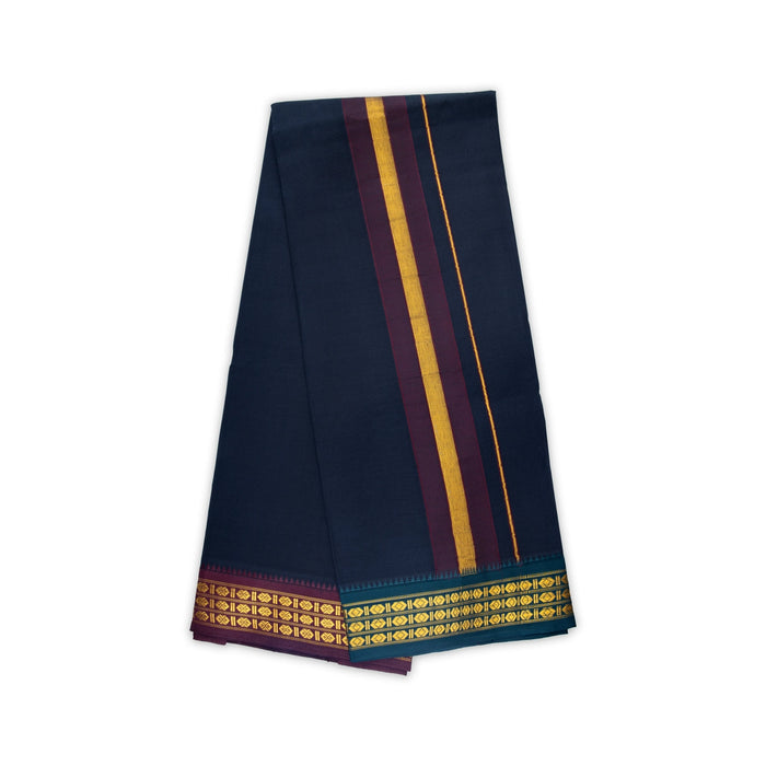 Veshti - 2 Mtrs | 3 Line Rudraksha Border Dhoti/ Black Colour Vesti for Men - Veshti & Dhoti