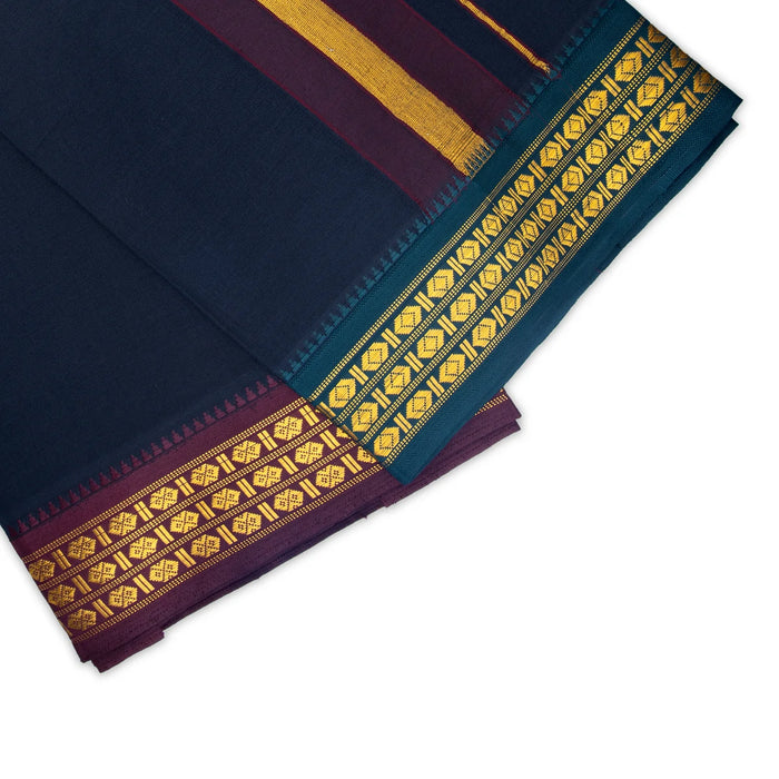 Veshti - 2 Mtrs | 3 Line Rudraksha Border Dhoti/ Black Colour Vesti for Men - Veshti & Dhoti