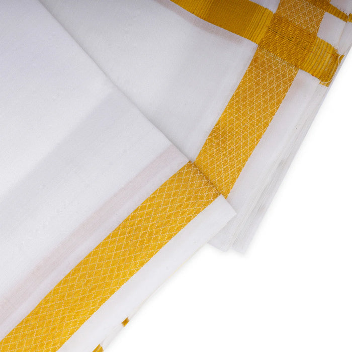 Angavastram - 2 Mtrs | Pure Silk Towel/ Jari Border Design Thundu/ White Colour Gamcha for Men - Shawls & Towels