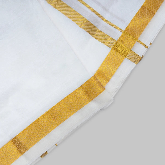Angavastram - 2 Mtrs | Pure Silk Thundu/ Jari Border Towel/ Gamcha For Traditional Wear & Pooja Use - Shawls & Towels