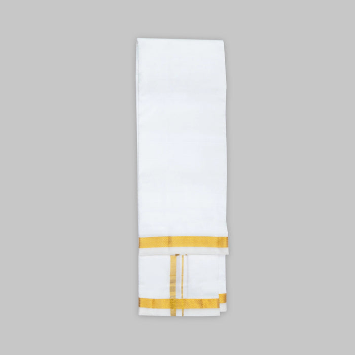 Angavastram - 2 Mtrs | Pure Silk Thundu/ Jari Border Towel/ Gamcha For Traditional Wear & Pooja Use - Shawls & Towels