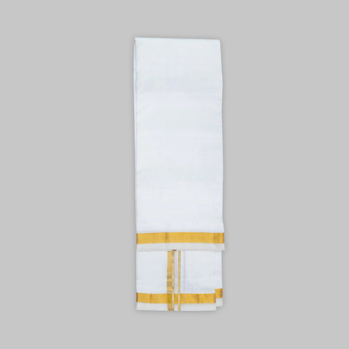 Veshti - 9 X 5 Yards | Pure Silk Dhoti/ Jari Border & Traditional Wear Vesti For Rituals & Festive Occasions - Veshti & Dhoti