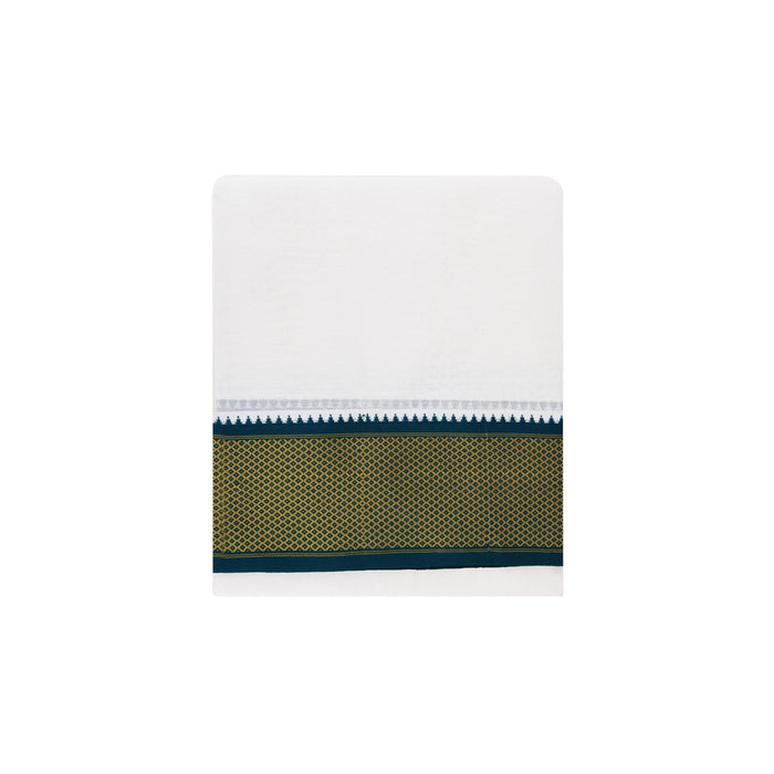 Veshti - 9 x 5 Inches | 9 Kann Mayilkan Border Dhoti / White Vesti / Dhoti for Men / Traditional Vesti - Veshti & Dhoti