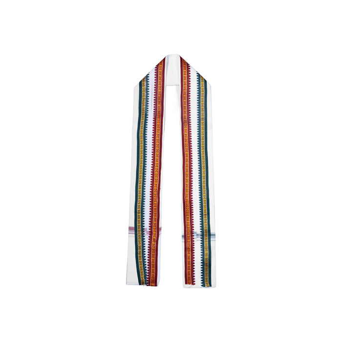 Towel - 1.8 Mtrs| White Angavastram/ Korvai Design Thundu/ Kasavu Shawl for Men