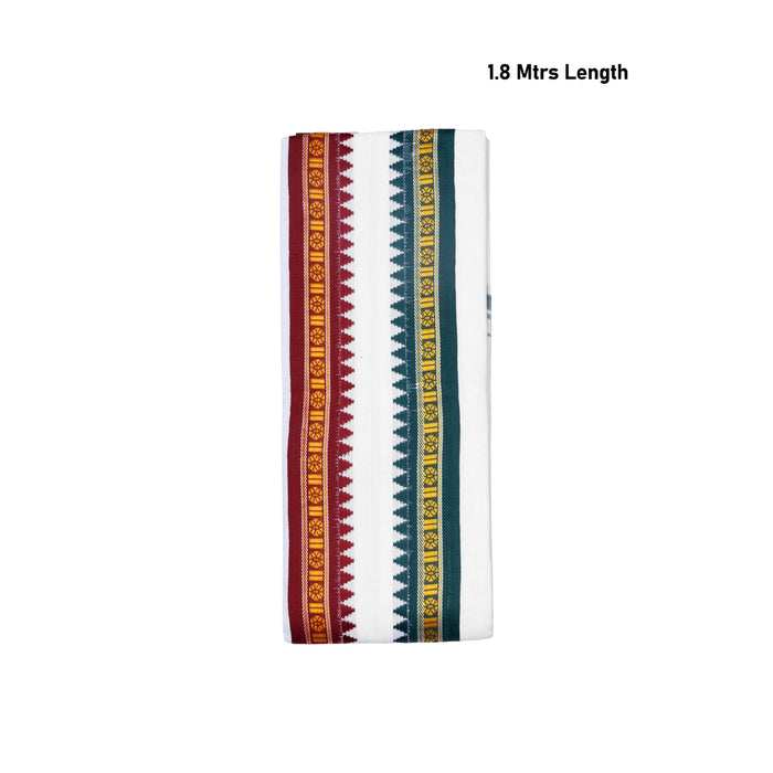 Towel - 1.8 Mtrs| White Angavastram/ Korvai Design Thundu/ Kasavu Shawl for Men
