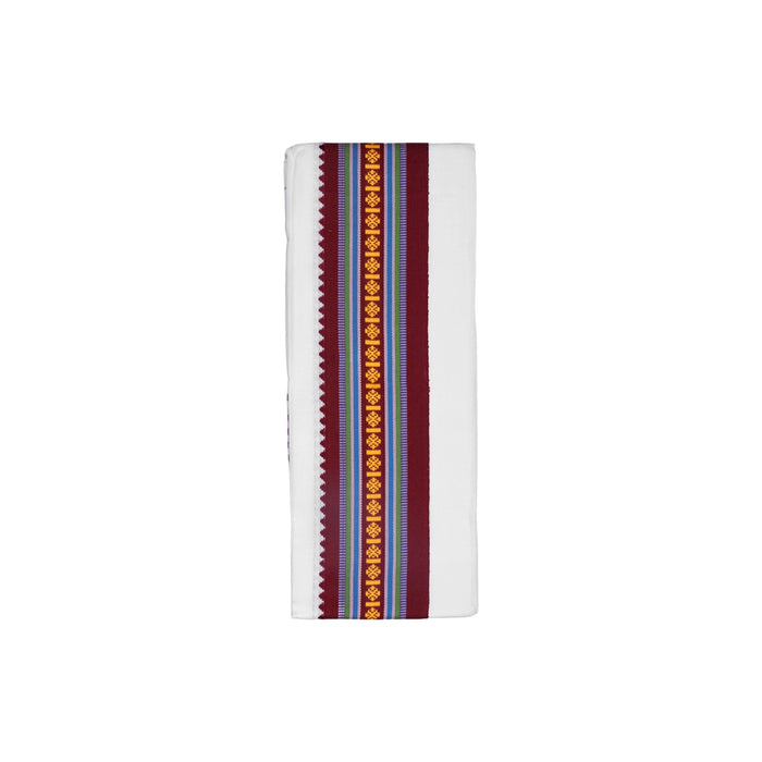White Angavastram - 2 Mtrs | Thundu / Nagpuri Border Towel/ Gamcha For Traditional Wear & Pooja Use