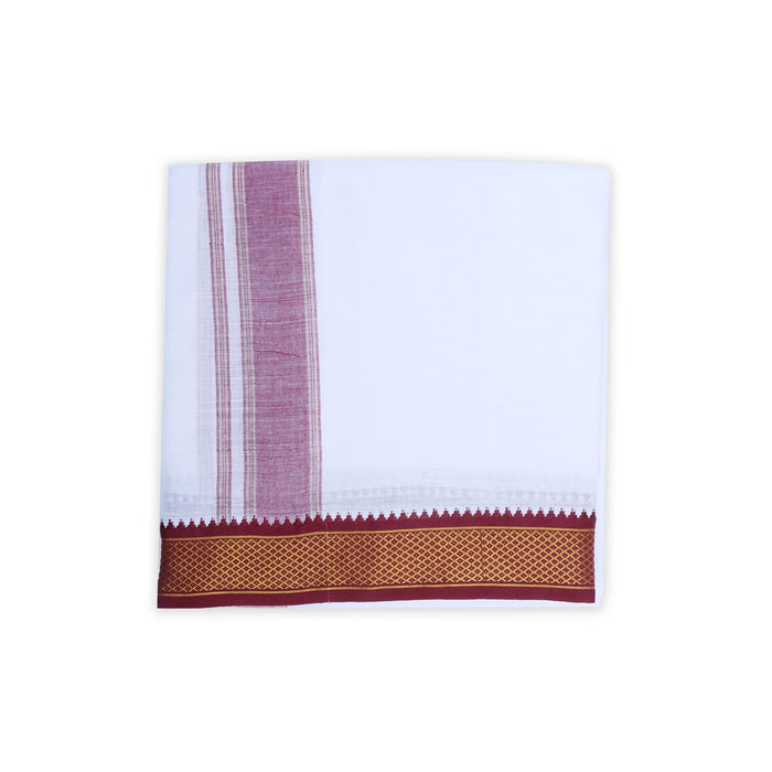 Veshti - 9 x 5 Yards | 7 Kan Mayilkan Border Dhoti/ White Colour Vesti for Men - Veshti & Dhoti