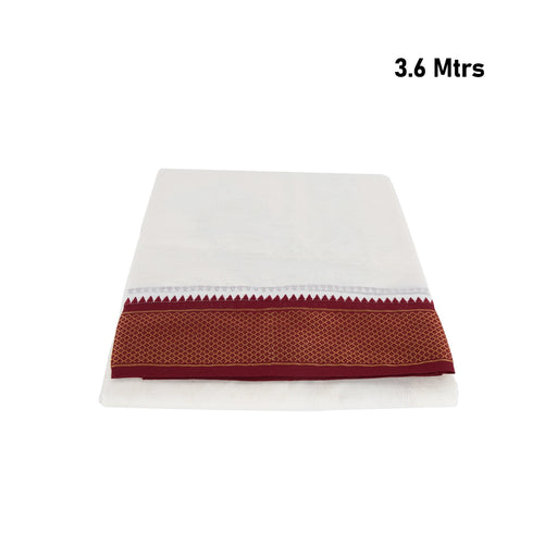 Veshti - 3.6 Mtr | 10 Kan Mayilkan Border Dhoti/ Half White Colour Vesti for Men - Veshti & Dhoti