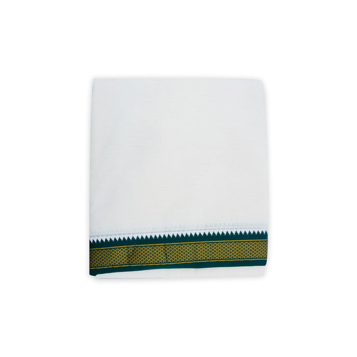 Veshti - 9 x 5 Mtrs | Half White Vesti/ 5 Kan Mayilkan Border Dhoti for Men - Veshti & Dhoti